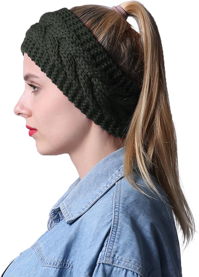 DRESHOW Winter Knit Chunky Headbands for Women Crochet Turban Knitted Ear Warmer Fashion Head Wrap 6 Pack