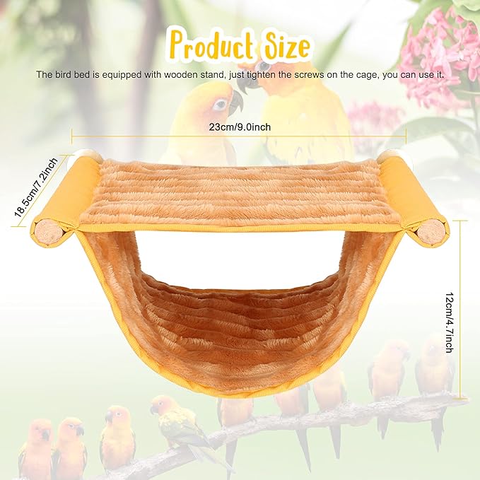BWOGUE Bird Nest Bed Hanging Hammock, Parakeet Bed for Cage, Cockatiel Bed | Warm Fleece Snuggle Hut, Double-Layer Comfort, Wooden Perch Setup, Washable Hammock