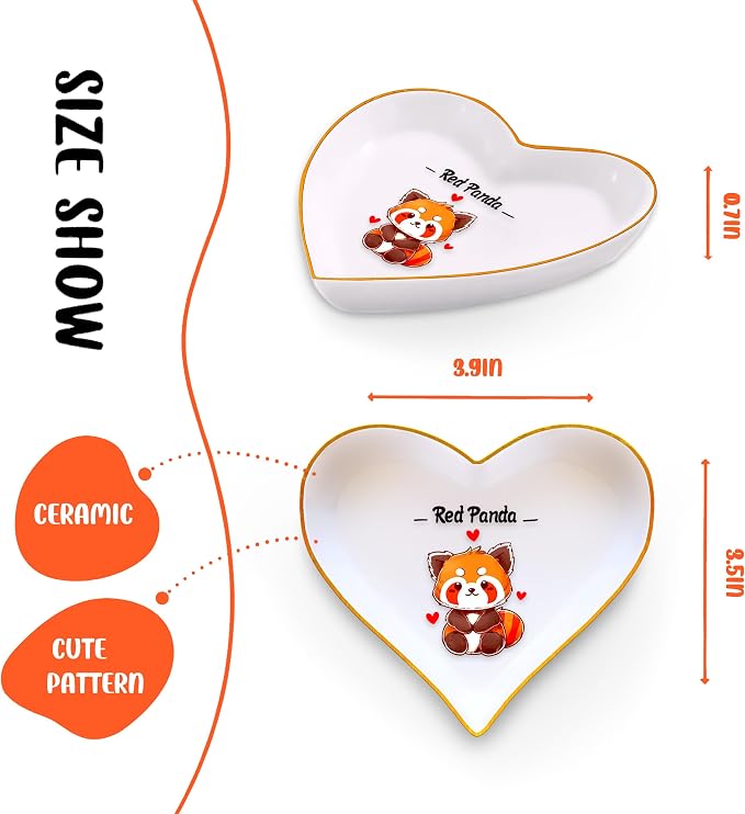 Red Panda Ring Holder Dish Tray, Gifts For Women Teens Girls Red Panda Lovers Themed Stuff Accessories Things Decor Merch, Home Room Ring Earrings Necklace Organizer Holder!