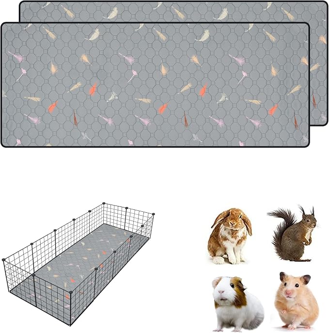 2Pcs Guinea Pig Cage Liners,Guinea Pig Fleece Cage Liners28''X70'' Super Absorbent Washable Pee Pads Reusable for Rabbit Hamster Chinchilla