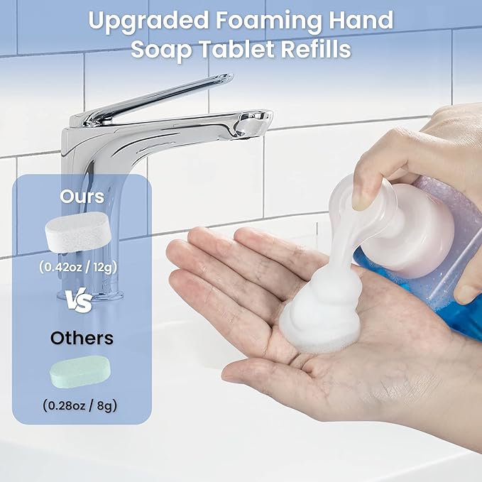 20 Pack Foaming Hand Soap Tablet Refills, 4 Scent, 12g Big Tablets, Makes 240 fl oz Soap Total, Eco Friendly Hand Wash Tablets Lemon, Coconut, Oceanic, Lavender Fragrance