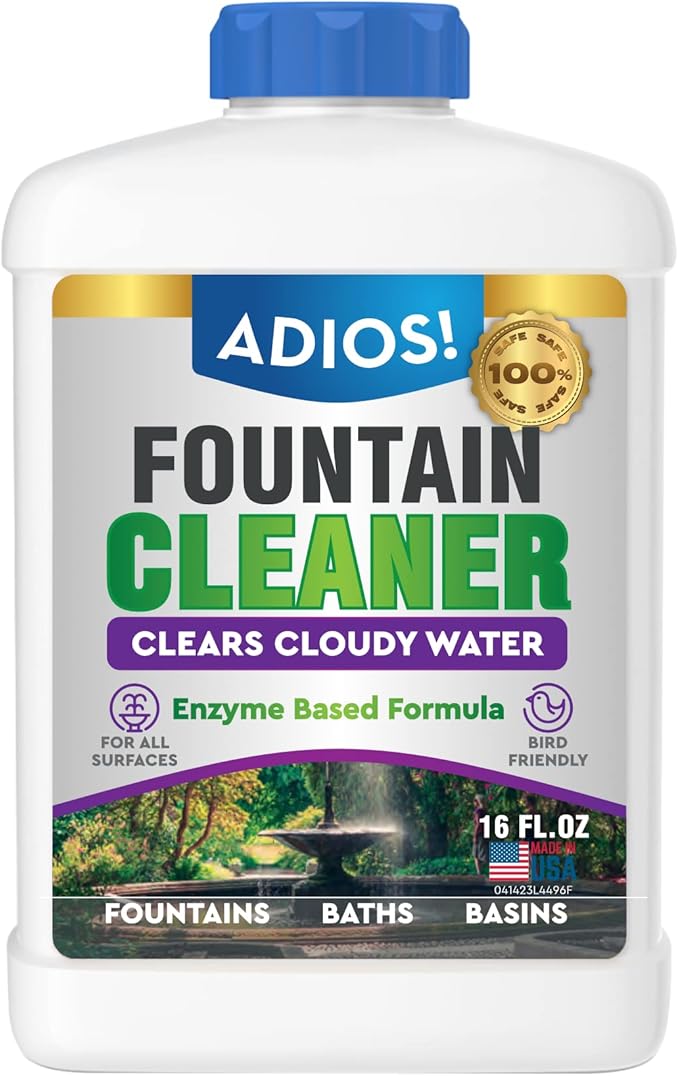 Fountain Cleaner and Clarifier for Outdoor and Indoor Fountains – Safe for Plastic, Metal, Glass and Stone (16oz)