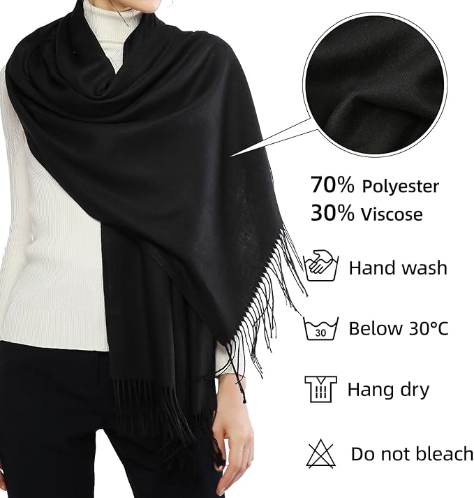 RIIQIICHY Women's Scarf Pashmina Shawls and Wraps for Evening Dress Bridesmaid Wedding Bridal Winter Warm Long Large Scarves