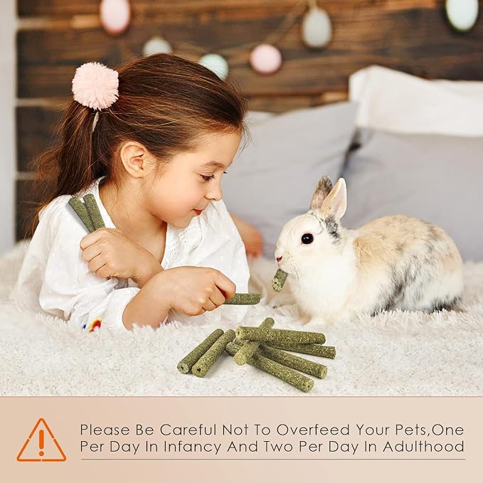 Grddaef 45Pcs Rabbit Toys, 300g Natural Timothy Grass Molar Teeth Stick Chew Toys for Chinchilla Rabbit Bunny Guinea Pig Treats