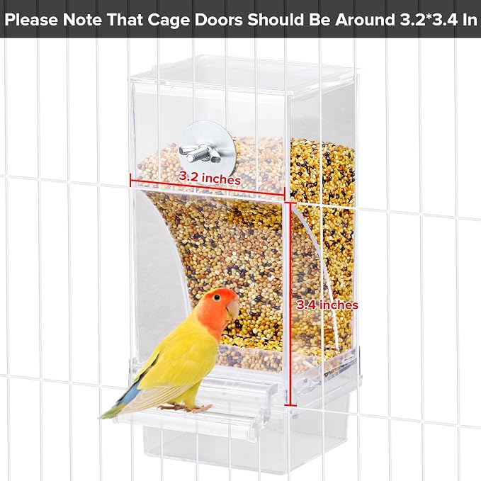 Lemtrflo No Mess Bird Cage Feeder, Automatic Bird Water Dispenser | Parakeet Cage Accessories