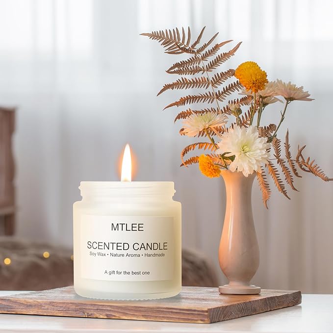 MTLEE 12 Pack Candles for Home Scented Aromatherapy Jar Candle Gifts for Women, Natural Soy Wax Amber Jar Candle Set Bulk for Home, Birthday, Christmas, Fall, Thanksgiving, Housewarming Gifts(White)
