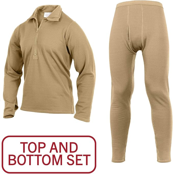 Rothco ECWCS Gen III Mid-Weight Underwear Top & Bottom Set (Level II) Tactical Grid Fleece Thermals