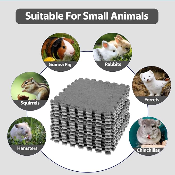 BNOSDM 12Pcs Guinea Pig Fleece Cage Liners Pads Bedding Mat,11.8",Gray | Washable Reusable Guinea Pig Plush Pads with Edging,Soft Warm Rabbit Sleeping Mats Blanket for Bunny Small Animals