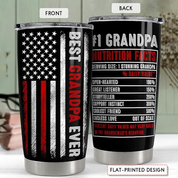 SANDJEST Grandpa Tumbler 20oz Best Grandpa Ever Gifts Stainless Steel Insulated Tumblers Coffee Travel Mug Cup Granddad Gifts for Men Birthday Christmas Gift for Grandpas Grandfather Papa Grandad