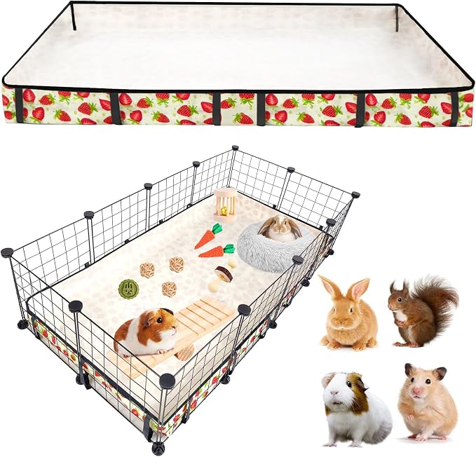 Guinea Pig Cage Liner，Washable Waterproof Oxford Cloth Cage Liners for Small Animals,Hamster Chinchilla Hedgehog Rabbit and Other Small Animals Not Include Cage(24x48 inches)