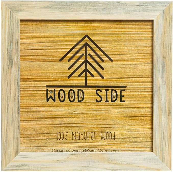Rustic Wooden Square Picture Frames 8x8 - Set of 2 - Natural Solid Eco Wood with Real Glass for Wall Mounting and Tabletop Photo Frame