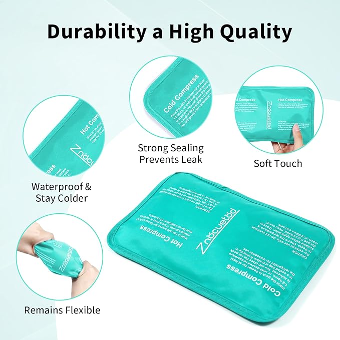 Gel Ice Pack for Injuries Reusable Soft Freezer Ice Bag with Strap- Hot Cold Compress Packs for Swelling Bruises Surgery Knee Shoulder Foot Back Ankle Neck Elbow Wisdom Tooth-1 Pack