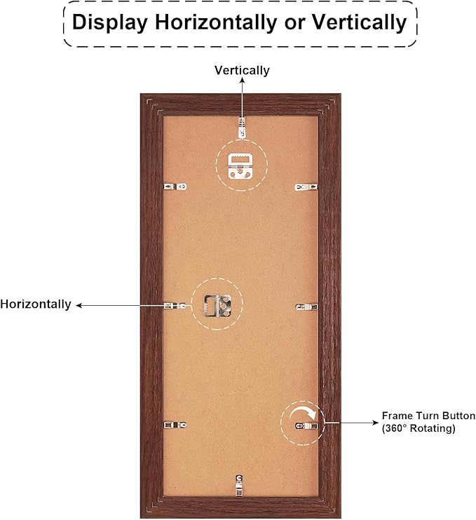8x20 Picture Frame Display 4 opening 4X6 Picture Frame Collage,Multi Photo Frame with Mat,Plexiglass,Wall or Tabletop Decor,Walnut Wood Grain