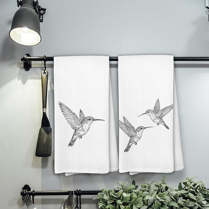 Vintage Hummingbird Decor Gifts Hand Towels for Home, Sketch Hummingbird Birds Decorative Hand Towels for Bathroom Kitchen，Hummingbirds Humming Bird Gifts for Women