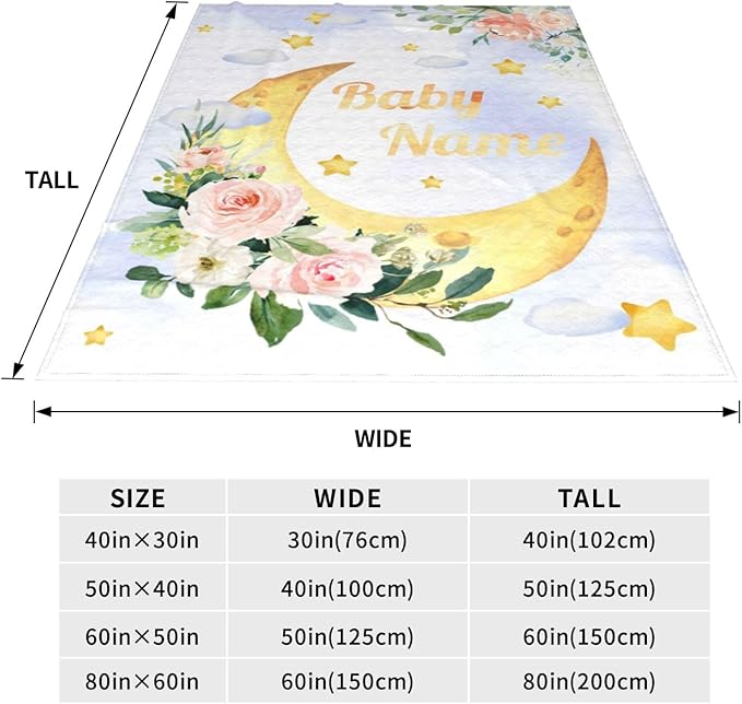 Personalized Baby Blankets for Girls Boys, Custom Baby Blanket with Name, Customized Baby Blanket Gifts for Kids Newborn for Birthday Christmas