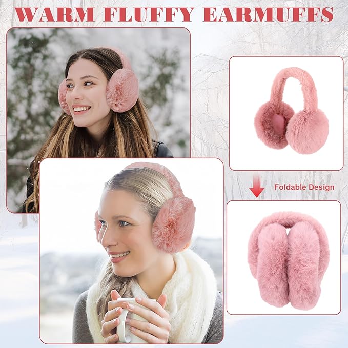 Geyoga 6 Pcs Winter Warm Set for Women Warm Beanies Hats Touchscreen Gloves Long Scarf Ear Muffs Socks Winter Gifts for Women