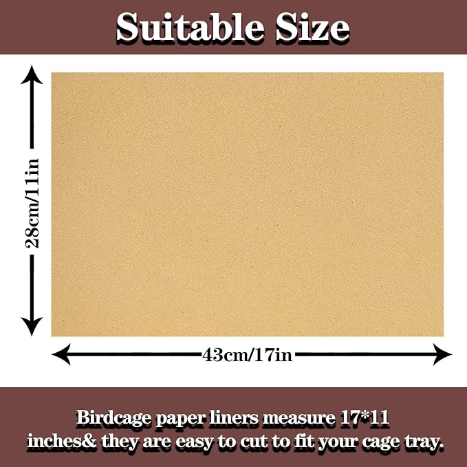 40pcs Gravel Liner Paper for Bird Cage, 11 x 17 inch Birdcage Liner Bedding Calcium Paper Special for Bird Cage in Sea Sand Pick Your Size (40)