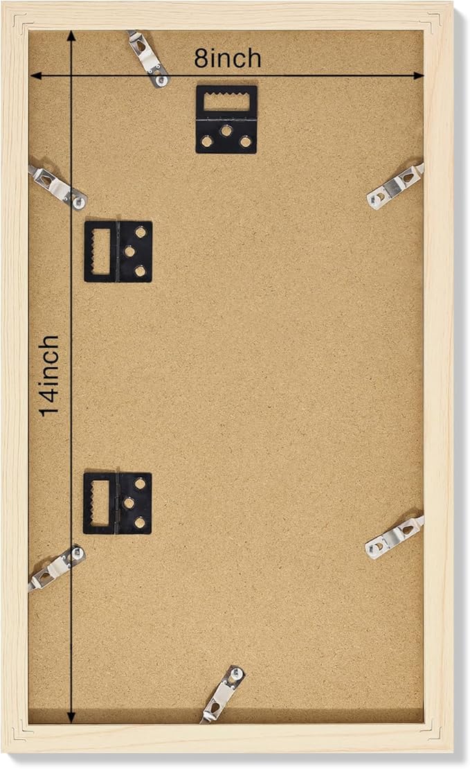 Vittanly 8x14 Picture Frames Collage Wall Decor, Displays 3Pcs 4x6 Pictures with Mat or 1Pcs 8x14 without Mat, Collage Picture Frame for Horizontal or Vertical Display, Nature Wood, 1 Pack