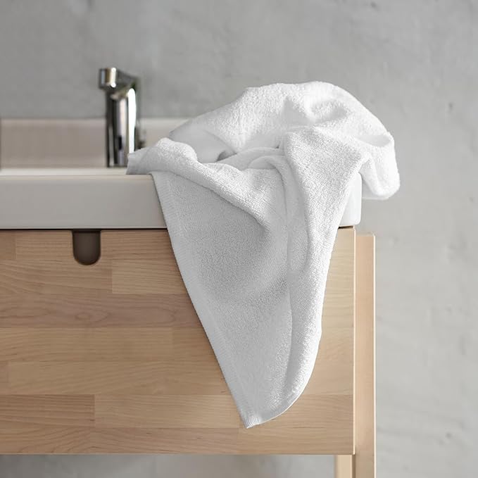 Delara 100% Organic Cotton Towel Set, 4-Piece: 1 Bath Towel, 1 Bath Sheet, 1 Hand Towel, 1 Wash Cloth - White, Quick Dry, Plush, GOTS Certified