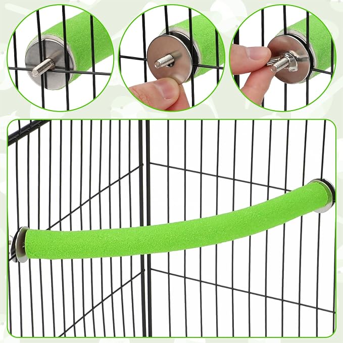 Rypet 90-Degree Parrot Perch for Cage Corner, Quartz Bird Perch (Green XL) | For Paw Grinding Clean Stick Exercise, Rough Quartz Surface, Small Parakeets Cockatiel Conures