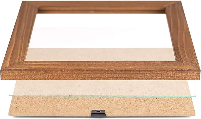 Rustic Wooden Square Picture Frames 8x8 - Set of 2 - 100% Natural Solid Eco Wood with Real Glass for Wall Mounting and Tabletop Photo Frame - Honey Brown