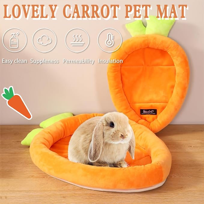 Bunny Bed Rabbit Bed Carrot Shape Bunny Beds Soft Comfortable Rabbits Beds Machine Washable Indoor Guinea Pig Bed Cute Small Animal Bed for Guinea Pig Chinchilla Ferret Squirrel Hedgehog (Medium)