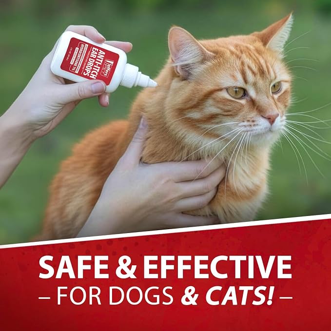 Jeffers Anti-Itch Ear Drops for Dogs & Cats, 2 fl oz -1% Hydrocortisone Otic Solution, Soothes Itchy Ears, Supports Ear Comfort & Hygiene, Clean & Refreshes, Safe for Puppies, Kittens, Adult Pet
