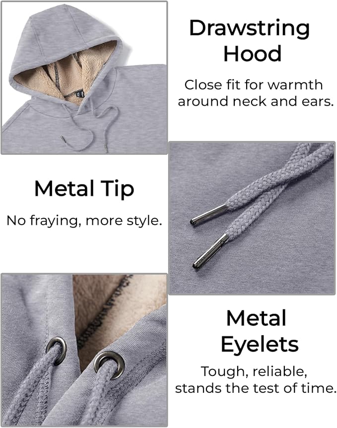 Boladeci Men's Sherpa Lined Hoodie Sweatshirts Heavy Fleece Cotton for Winter Cold Weather