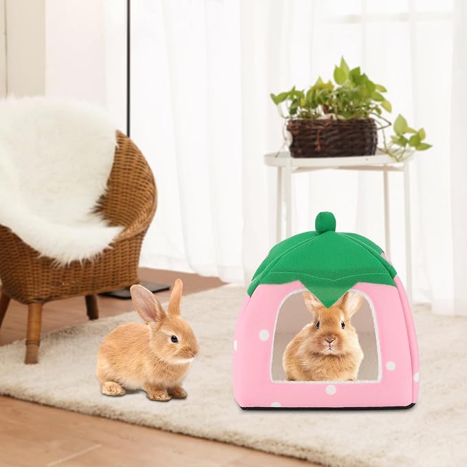 BWOGUE Guinea Pig Bed Hideout, Washable Hamster Cave for Small Animals | Removable Cushion for Cleaning, Warm Fleece Nest, Washable Bed, 10 x 9.8 x 9 in, Dwarf Rabbits Hedgehogs