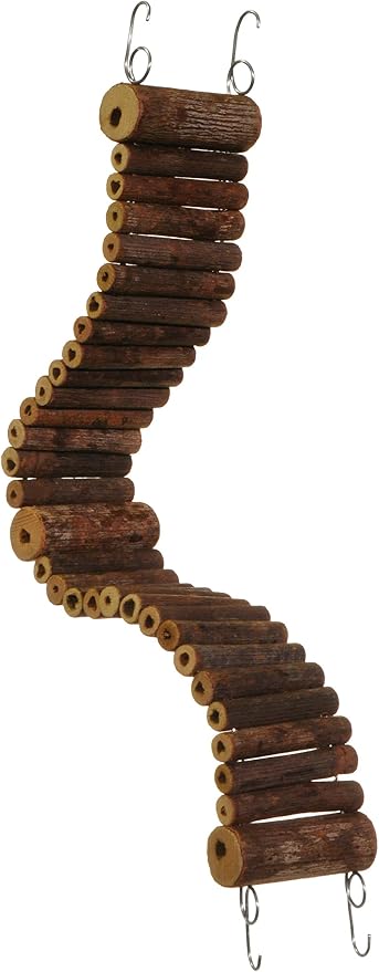 Prevue Pet Products Natural Wonder Walk Ladder | Small Hanging Wooden & Wire Activity Ladder Toy for Small Birds, Gerbils, Hamsters & Mice