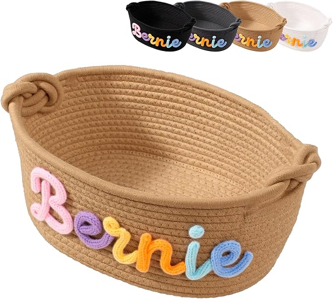 Personalized Handmade Baby Basket | Unique Keepsake Gift for Baby Showers & Easter | Toy & Clothing Storage (Brown, M)