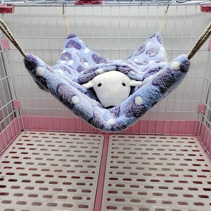 ISMARTEN Small Animal Hanging Hammock, Pet Hanging Nap Sack Sleep Bag Bed, Cage Hammock Beds for Ferret Guinea-Pig Sugar Glider Hamster Rat Mice Chinchilla Flying Gerbil and Squirrel (Purple)