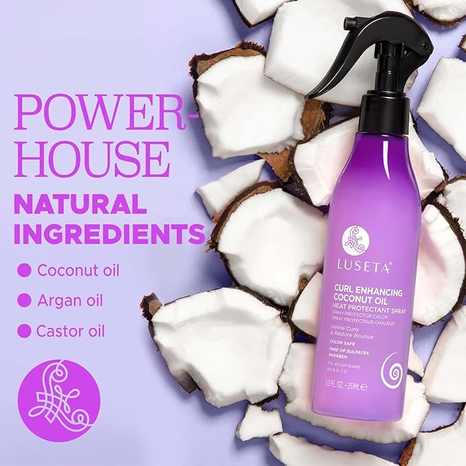 Luseta Curl Enhancing Heat Protectant Spray Define Curls & Resotre Bounce for Curly and Wavy Hair,Protect Hair from Heat Damage,Frizz-Free for Women and Men 8.5oz