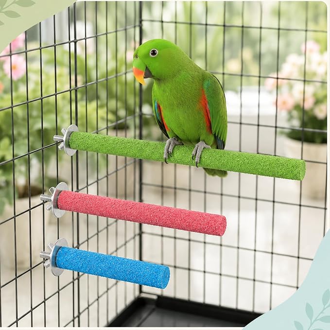 3 Pcs Bird Perches for Cage, Parrot Perch Bird Perch Stand | Stand Toy, Colorful Wood Parrot Bird Perch Paw Grinding Stick, Birds Cage Accessories for Budgies, Parakeet, Cockatiel