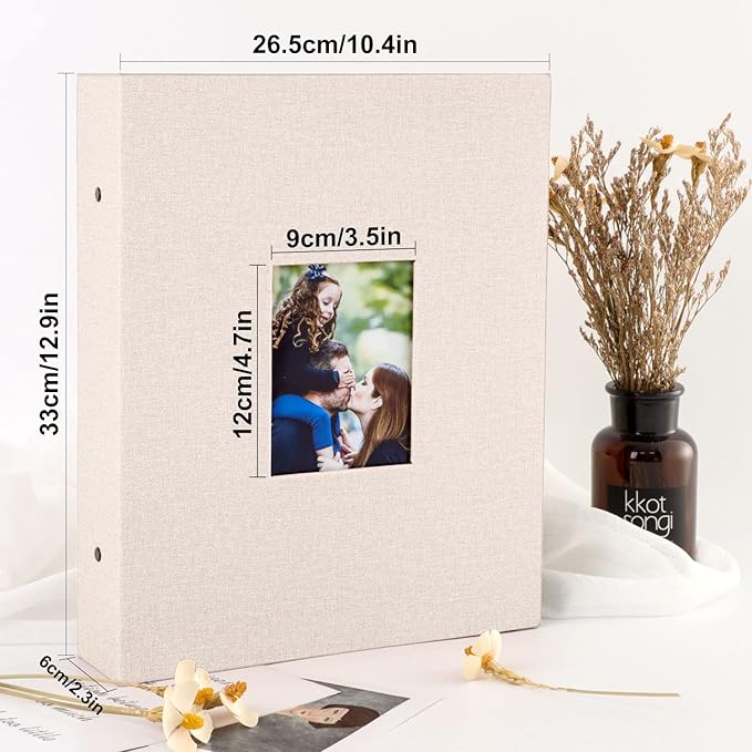 Ywlake Photo Album 4x6 400 Pockets, Linen Photo Albums Holds 400 Vertical Pictures Only Beige