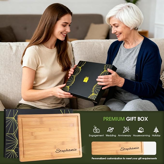 Personalized Bamboo Cutting Board - Laser Engraved Custom Board,Print in USA,Customizable Bamboo Cutting Board Eco-Friendly Wood,Gift for Wedding, Housewarming,Christmas