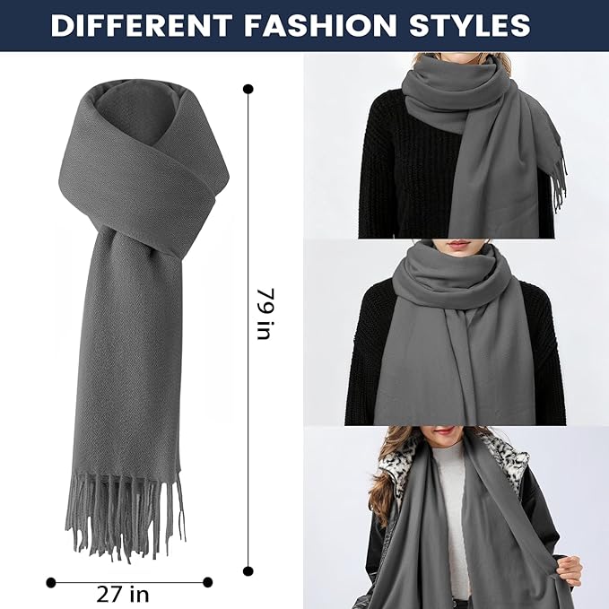 Women Winter Hat Beanie+Long Scarf+Touch Screen Gloves Set, Warm Clothes Set with Knit Fleece Lined for Women/Men Winter
