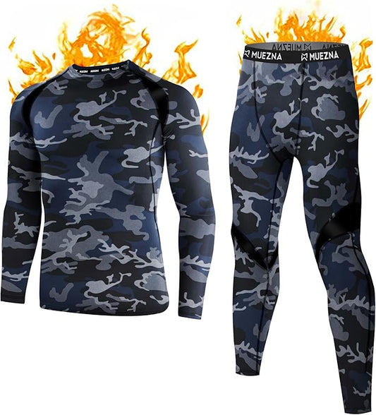 Muezna Men's Thermal Top and Bottom Set Underwear Long Johns Base Layer with Soft Fleece Lined