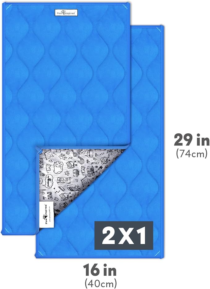 Paw Inspired Washable Fleece Guinea Pig Cage Liners, C&C 2x1, Blue | Super Absorbent Pee Pad, Bedding, Waterproof Bottom, Pet Bed Mat for Guinea Pigs, Ferrets, Rabbits, Hamsters, Small Animals