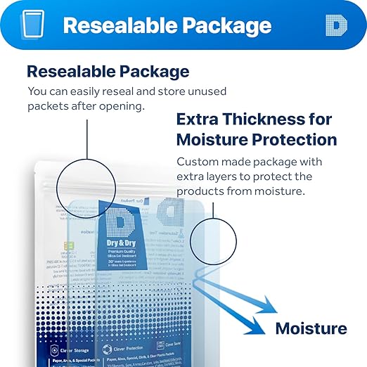 Dry & Dry 2 Gram [500 Packets] Silica Gel Packets Desiccants, Silica Packets - Rechargeable Silica Gel Packs, Silica Gel Packets, Desiccants Packets, Silica Gel