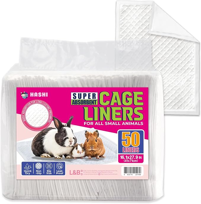 HA SHI Absorbent Bird Cage Liner Pads, 50 Count, 27.9 x 16.1 in, 5-Layer | 50 disposable 5-layer cage liner pads, 27.9 x 16.1 in. Absorbent with a leak-resistant backing; trim to fit, easy cleanup.