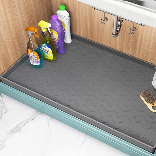 TigeJoy 40" x 22" Under Sink Mats for Kitchen Waterproof, Leak-Proof Silicone Mat Sink Protector and Cabinet Liner, Kitchen Essentials Organizer and Storage, Boot or Shoe Tray, Pet Feeding Mat