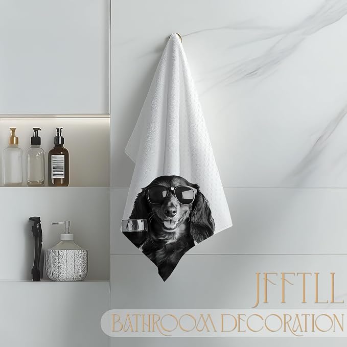 Dachshund Decor Kitchen Towels, Dachshund Gift Dish Tea Towel for Kitchen Decor, Bar Towels for Bartender, Wine Lover Gifts, 16x24 Inch