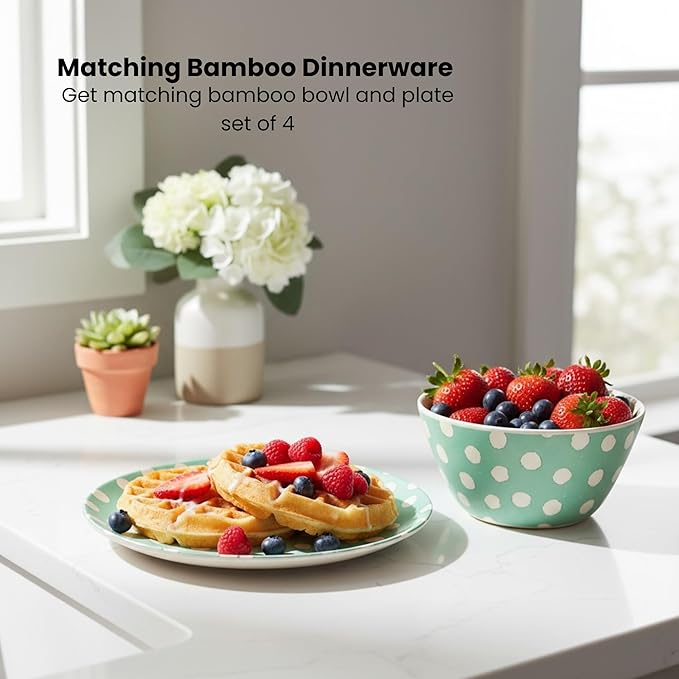 Bamboo Bowl Set of 4 – 6 Inch 20 oz Durable Deep Cereal and Snack Dishware for Kids and Toddlers – BPA Free, Dishwasher Safe, Lightweight Alternative to Plastic or Ceramic (Sage)
