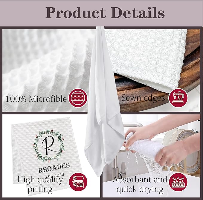 ubmpj Personalized Kitchen Towel Custom Waffle Weave Towel Gift for Housewarming Wedding Friend Birthday