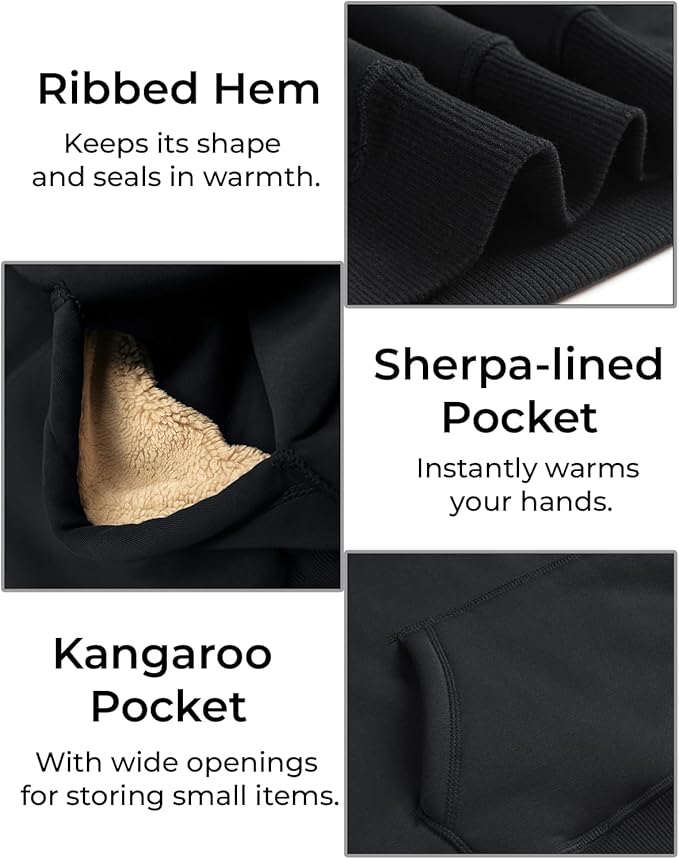 Boladeci Men's Sherpa Lined Hoodie Sweatshirts Heavy Fleece Cotton for Winter Cold Weather