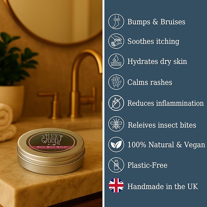 The Ilex Wood - Vegan Herbal Healing Salve Boo Boo Balm - For skin irritation, scrapes, bites and stings, palm oil free, cruelty free, plastic free, handcrafted - 3.38 fl oz (100ml)