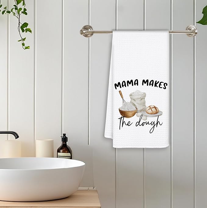 Mama Makes The Dough Kitchen Towels, Tea Towels for Baking Sourdough, Baking Gifts for Women Decorative Dish Hand Towels for Kitchen, for Mama Mom, 16x24 Inch