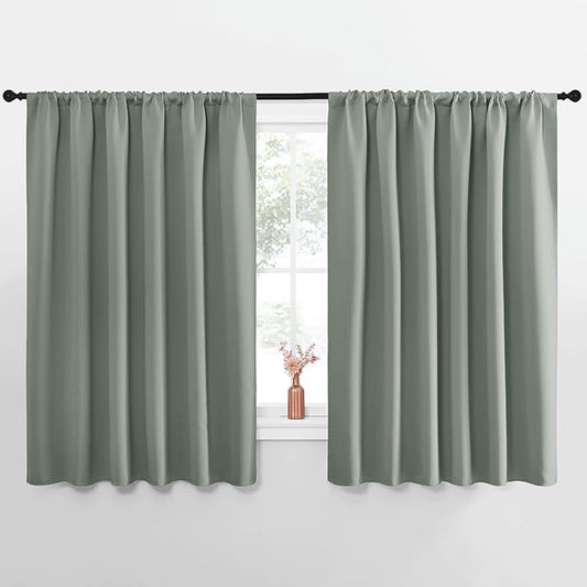 NICETOWN Window Curtains Blackout Drapes - Thermal Insulated Solid Rod Pocket Blackout Curtains/Draperies for Living Room (Sage Green, One Pair, 62 by 63-Inch)