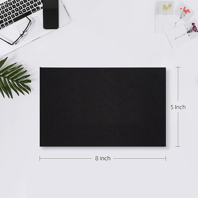 Mublalbum Small Photo Album 4x6 100 Photos Linen Cover Picture Book with Horizontal Pockets for Family Wedding Baby and Anniversary (Black)